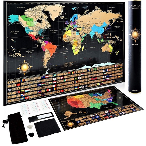 NEW Premium Scratch Off World Map Black Edition - Picture 1 of 4